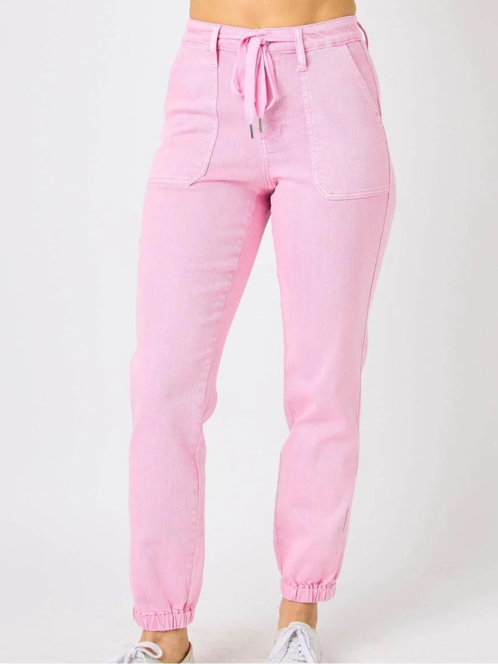 Judy Blue High Rise Garment Dyed Pink Denim Joggers NWOT 3/26